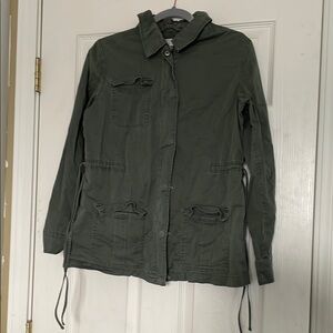 A New Day Utility Jacket Womens Small Olive Green Zip Front Safari Outdoors